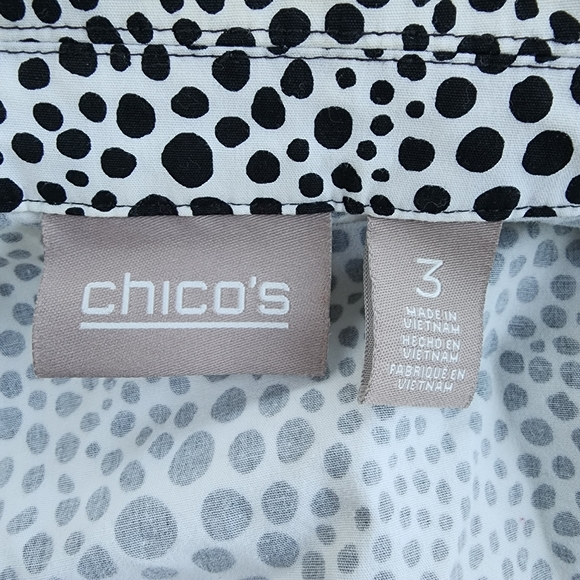 Chico’s Black White Dalmatian Print Cinch Waist Anorak 2 Way Zipper Rain… - Picture 8 of 14